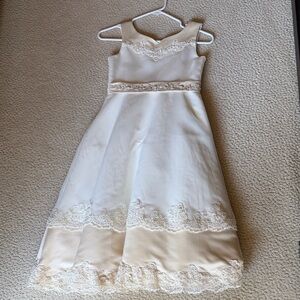 Cinderella Ivory and Cream Satin Lace Flower Girl Dress